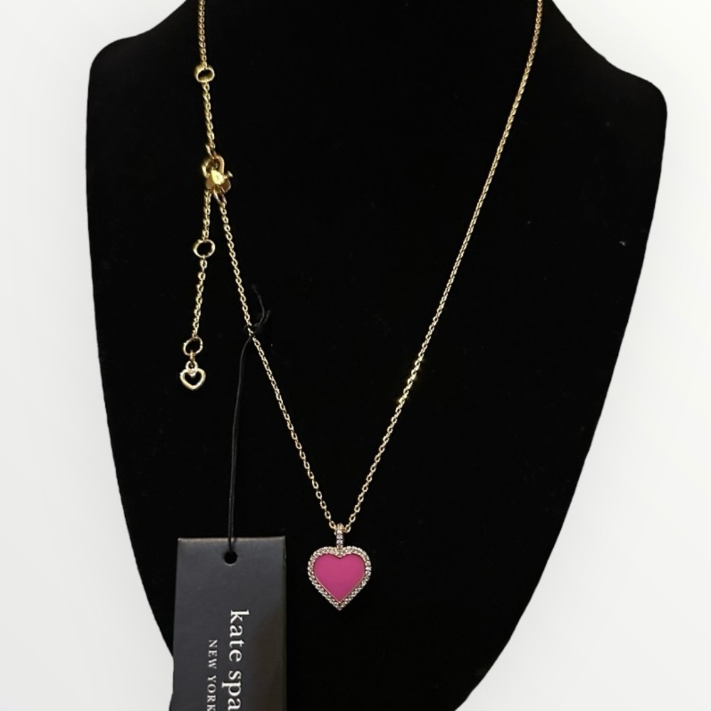 New Kate Spade Take the Heart Gold Pendant Necklace